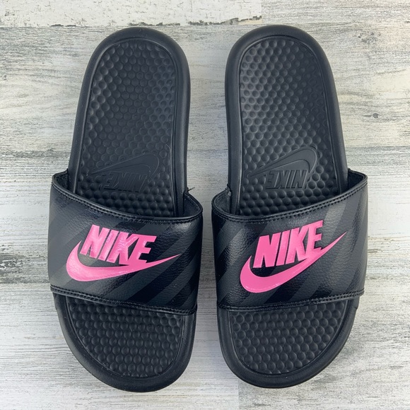 nike benassi black pink